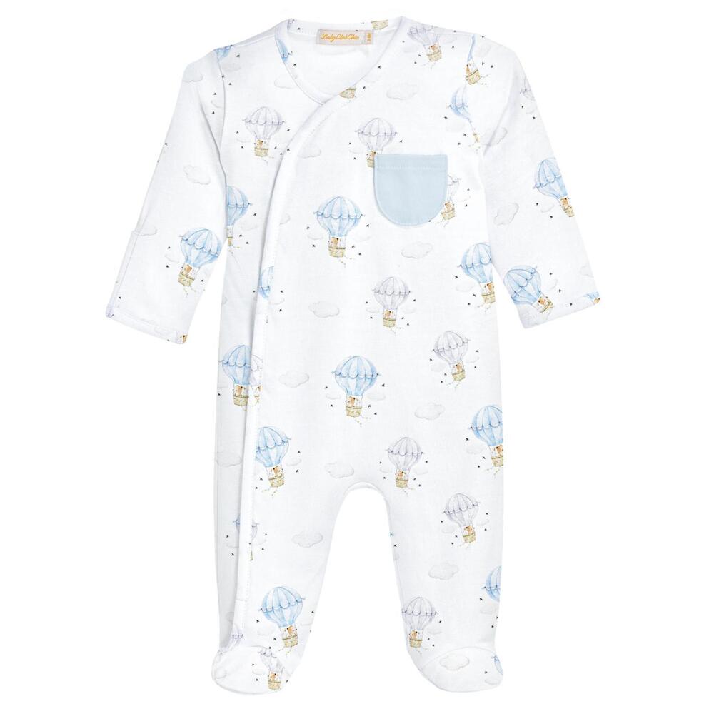 NEW BABY CLUB CHIC kids' let's fly together crossed footies in blue/ white